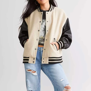 แจ็คเก็ตวาร์ซิตี้ผู้หญิงขายส่ง ราคาไม่แพง รับทำโลโก้ แจ็คเก็ตเบสบอล สไตล์มหาวิทยาลัย แฟชั่นสตรีท เสื้อคลุม - Product Image 6