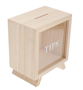 Caja de puntas de madera Huchas transparentes Caja de sombra Caja de exhibición Banco de dinero Marco de madera Caja de monedas Contenedor de almacenamiento de efectivo Tarro de dinero - Product Image 1