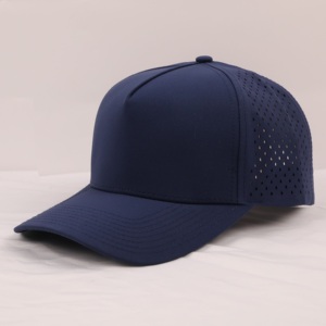 Caliente personalizado poliéster fabricantes gorra de béisbol Logo impermeable deporte sombrero láser corte agujero bordado impermeable gorra de béisbol - Product Image 3