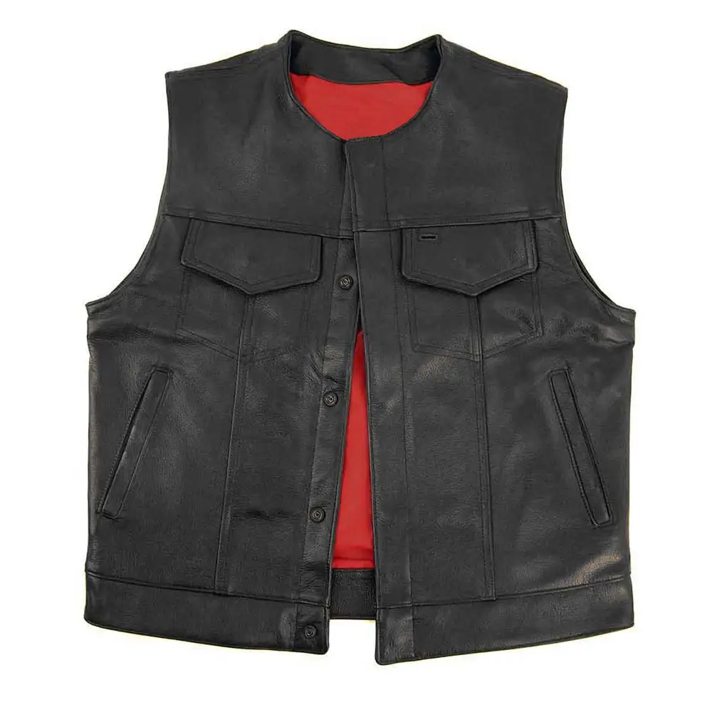 Breathable Customized Color Latest Price Men Leather Vest Pakistan Manufacturer Unique Style Men Leather Vest