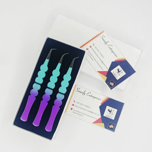 Pince à épiler à pointe en fibre d'extension de cils en acier inoxydable à deux tons de marque privée nouvelle collection de design produit durable - Product Image 5