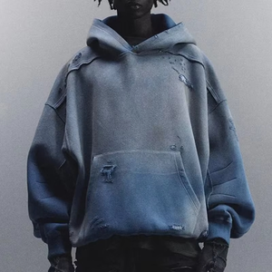 Sudadera con Capucha Personalizada de Fábrica, Bordado, Impresión, Pedrería, Lavado Ácido, Cierre Completo, para Hombre, Tejido Grueso de Felpa Francesa, Algodón de Invierno - Product Image 4