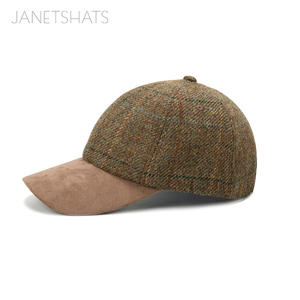 Motif graphique personnalisé Wrong-Me Wool Mix Hoggs Checked Design haut de gamme Casquette de golf de baseball en tweed pour femmes - Product Image 4