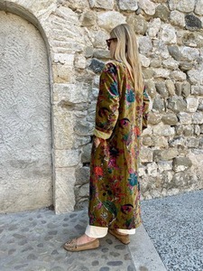 Bata de terciopelo hecha a mano india, Chaqueta larga de invierno, bata de casa, bata de novia, accesorio de temporada de verano, regalo perfecto para ella - Product Image 6
