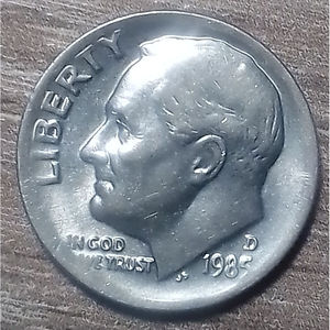 1985 Double Die roMilosevic Dime No Rim su E-PLURIBUS soldi e giocattoli bancari - Product Image 4