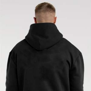 Sweat à capuche en molleton à couleurs personnalisées pour hommes-Cordons de serrage de coupe régulière avec poches Kanga imprimées tonales sur la poitrine et le dos pour une tenue décontractée d'hiver - Product Image 4