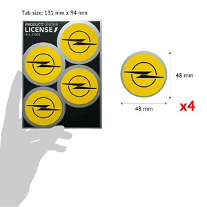 Ensemble d'autocollants pour enjoliveurs de roue de voiture de luxe Opel, 4 logos de 48 mm, matériau ABS, garantie 1 an, OPEL JAUNE - Product Image 3