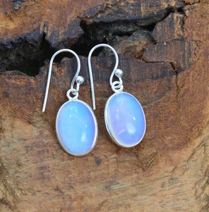 Handmade Classical Earrings 925 <b>Solid</b> <b>Silver</b> Jewelry For Women 925 Sterling <b>Silver</b> Milky Opalite Gemstone Boho Style Earrings - Product Image 5