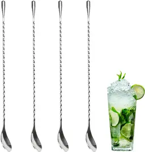Wholesale Bar Tool Barspoon Twisted Stem Handled Cocktail Spoon Mixing Glasses Bartending Stick