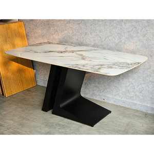 Modern 160x90cm Rectangular Dining <b>Table</b> with <b>Wooden</b> <b>Top</b> & Iron Legs-Assembled & Expandable (BA68178) - Product Image 2