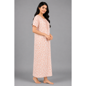 Evolove X Venus Women's Premium Soft Rayon <b>Long</b> Nightgown Breathable Printed Maxi <b>Nighty</b> Half Sleeve Sleepwear 3XL - Product Image 3