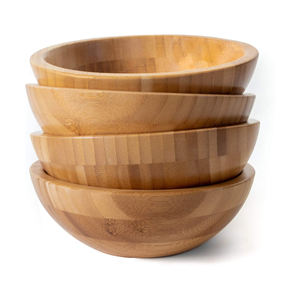 Fabricante al por mayor Set 4 cuencos de ensalada de bambú natural hechos a mano cocina cena fruta fideos cuencos para mezclar para uso alimentario - Product Image 1