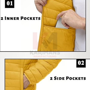 <b>Packable</b> Lightweight Mens Puffer <b>Jacket</b> Hood Quilted Insulated <b>Jacket</b> for Casual Sportswear Custom Branding, Factory Direct - Product Image 5