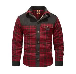 पुरुषों के लिए अच्छी गुणवत्ता वाली ऊनी लाइन वाली चेक शर्ट जैकेट मोटी गर्म विंडप्रूफ शीतकालीन फलालैन शर्ट जैकेट