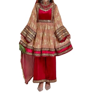 Vestido Largo de Encaje para Mujer, Estilo Tribal Étnico Moderno, Auténtico Afgano Pakistaní, Vestido de Fiesta Tradicional Bordado Colorido - Product Image 1
