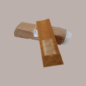 50 Uds. Bolsas de papel Kraft marrón polietileno a prueba de grasa personalizado con ventana biodegradable 10 + 6H30cm para pasteles uso en supermercados de azúcar - Product Image 1