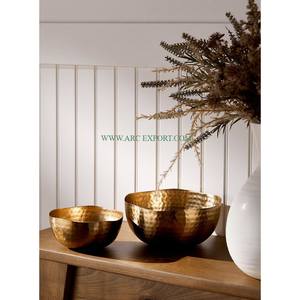 <b>Large</b> Brass Serving Bowl Top Dealing Kitchen Reusable Food Bowl Private Logo Print Aluminium Metal Material Silver & Gold Color - Product Image 5