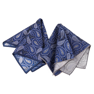 منديل جيب رجالي بنمط بيزلي أزرق، منديل حريري عالي الجودة مصنوع يدويًا حسب الطلب، متوفر بالجملة - Product Image 1