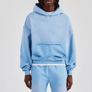 Boxy Oversized Vintage Tracksuit 100% Cotton Fleece Custom Design <b>Drop</b> Shoulder Full Length Unisex <b>Acid</b> Washed Winter Breathable - Product Image 3