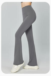 Nouveau cette semaine Logo personnalisé solide simple jambe large taille haute grande taille Leggings de yoga avec fermeture à cordon pour les femmes - Product Image 4