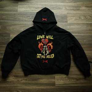 เสื้อฮู้ดซิปซิปรูดรูดรูดรูดซิปซิปทรงวินเทจโอเวอร์ไซส์ออกแบบได้ตามต้องการ - Product Image 1