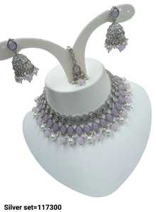 Ensemble de bijoux plaqué argent kundan traditionnel indien et ensemble de collier en cuivre pour femmes et filles accessoires indiens bijoux femmes - Product Image 2