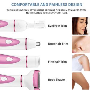 Afeitadora Eléctrica Recargable 4 en 1, Kit de Depilación para Mujer, Recortadora de Bikini, Cuchilla Doble, IPX7, para Rostro, Cuerpo, Piernas, Axilas, Depilación - Product Image 5