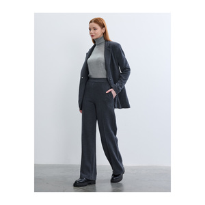 Chaqueta Blazer de Punto para Mujer, Mezcla de Algodón Antracita, con Mangas Largas - Product Image 3