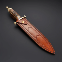 COUTEAU DE CHASSE BOWIE EN ACIER DAMAS FAIT À LA MAIN 13 pouces COUTEAU DE CAMPING POLYVALENT EXTÉRIEUR DE HAUTE QUALITÉ AVEC GAINE