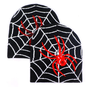 Unisex Spider Pattern Acrylic <b>Slouchy</b> <b>Beanie</b> <b>Hat</b> Custom Daily Fashion for Youth for Autumn & Winter Travel - Product Image 3