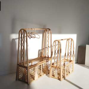 Vêtements naturels de taille personnalisée suspendus présentoirs pour adultes et enfants vêtements vente en gros de cintres en rotin - Product Image 4