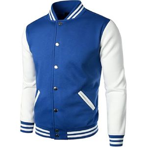 Veste de baseball à boutons pour hommes en gros avec décoration brodée en laine, veste d'hiver pour hommes - Product Image 3