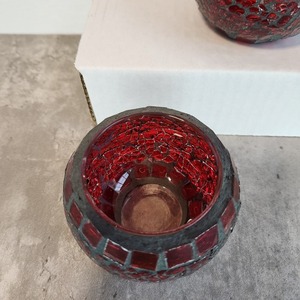 Porte-bougie cylindrique en verre mosaïque multicolore artisanal tendance avec taille personnalisée pour la maison, le jardin, Noël, mariage - Product Image 1