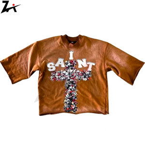 T-shirt unisexe surdimensionné à manches longues, imprimé et brodé en 3D, style Y2K Harajuku Hip Hop Gothique, avec strass et effet délavé à l'acide, idéal pour l'hiver - Product Image 5