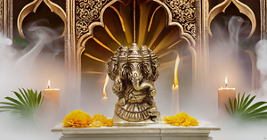 Moderne 5-Face Lord Ganesha Idol fait à la main Dieu du succès et destructeur du mal pour les mariages anniversaires Diwali - Product Image 2