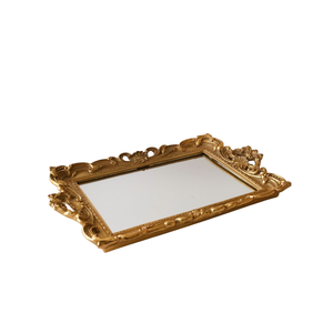 Plateau miroir en verre biseauté doré vintage avec poignées, style antique, plateau décoratif en or pour parfum et bijoux, pour la décoration de la maison, en vente - Product Image 5