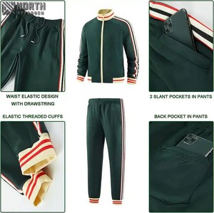 Ensemble de survêtements d'hiver personnalisés avec logo, couleur unie, 100 % coton, légers, respirants, à capuche, avec taille élastique, pour le sport - Product Image 3