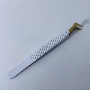 Pince à épiler blanc mat et or en gros en acier inoxydable pince à cils de qualité fine pince à cils droite et incurvée de qualité supérieure - Product Image 5