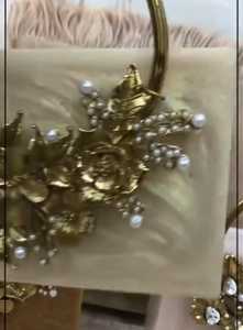 Boîte élégante à chaîne en résine à motif de marbre Sac à main tendance Sac à main pour mariage et événements Cadeau de fête - Product Image 2