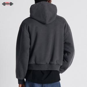 Sweat à capuche vierge coupe régulière sans ficelle Streetwear French Terry Fleece 100% Cotton Vintage Heavyweight Winter - Product Image 4