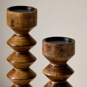 Portavelas de madera de lujo, soporte para velas de pilar, decorativo, hecho a mano, de madera artesanal. - Product Image 4