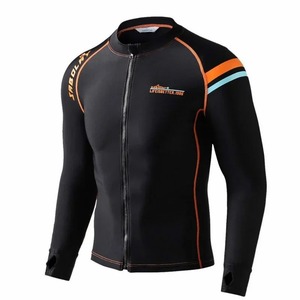 <b>Men's</b> Long Sleeve One Piece Rash Guard Surf <b>Swim</b> <b>Shirt</b> Breathable & Waterproof Black Sublimation Print Design Plus Size Option - Product Image 2