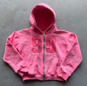 Nueva llegada logotipo personalizado francés Terry peso pesado bordado Sudadera con capucha lavado ácido sol se desvaneció Zip up Vintage Oversize Hoody para hombres - Product Image 4