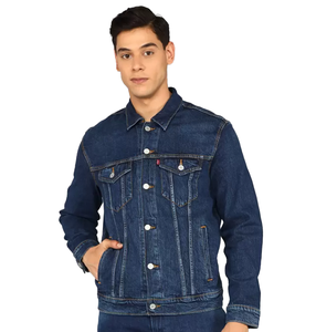 แจ็กเก็ตยีนส์แฟชั่นสำหรับผู้ชายทรงสลิมฟิตคอปกเสื้อยีนส์ฟอกโอเวอร์ไซส์คุณภาพระดับพรีเมียม - Product Image 1
