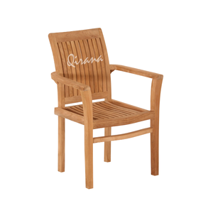 Chaise de salle à manger contemporaine en teck fabriquée à la main à Jepara, design empilable pour l'intérieur et l'extérieur - Product Image 2