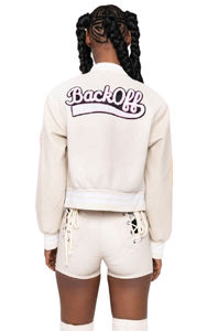 Veste universitaire en coton bleu personnalisé pour femmes veste de baseball matelassée à manches longues pour le printemps et l'automne - Product Image 4