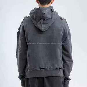 Blank Pullover Streetwear acid washed HOODIE hombres oversize heavyweight vintage cropped Hoodie boxy - Product Image 2