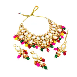 Luxury Multicolor Kundan <b>Bridal</b> <b>Jewelry</b> <b>Set</b> with Zircon Gold Plated Fine Wedding <b>Jewelry</b> - Product Image 5