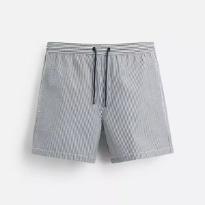 High Quality <b>Mens</b> Striped Eco-Friendly Swimwear Breathable Quick Dry <b>Shorts</b> <b>Elastic</b> <b>Waist</b> Zipper Fly Custom Label Gym <b>Short</b> - Product Image 6