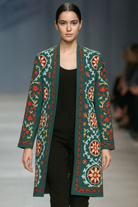 Veste d'hiver pour femme en coton 100% écologique, broderie Suzani faite à la main de qualité, matelassée Kantha, taille unique - Product Image 3